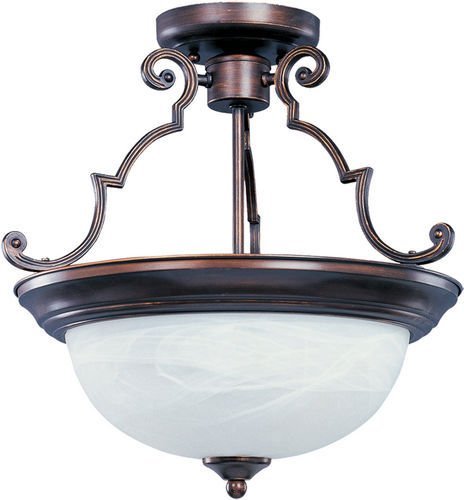 Maxim Lighting 17" 3-Light Semi-Flush Mount in Oil Rubbed Bronze with Marble Glass