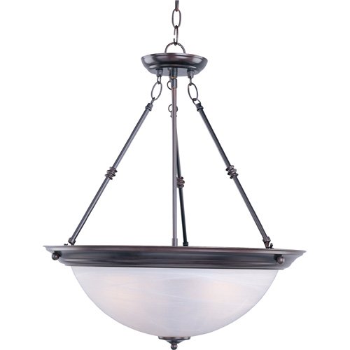 Maxim Lighting 20" 3-Light Invert Bowl Pendant in Oil Rubbed Bronze with Marble Glass