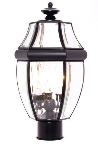 Maxim Lighting 9 1/2" 3-Light Outdoor Pole/Post Lantern in Black with Clear Glass