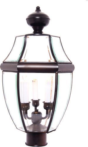 Maxim Lighting 12" 3-Light Outdoor Pole/Post Lantern in Burnished with Clear Glass