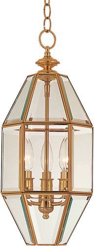 Maxim Lighting 9" 3-Light Entry Foyer Pendant in Polished Brass with Clear Glass