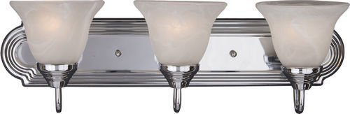 Maxim Lighting 24" 3-Light Bath Vanity in Polished Chrome with Marble Glass