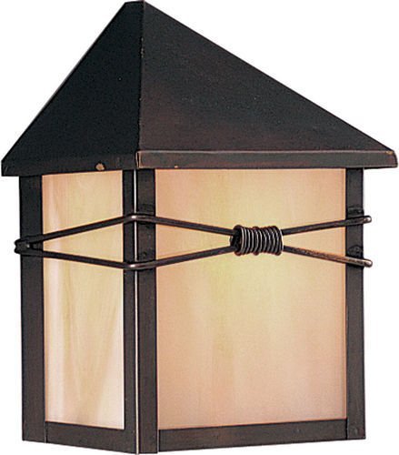 Maxim Lighting 5" 1-Light Outdoor Wall Lantern in Burnished with Iridescent Glass