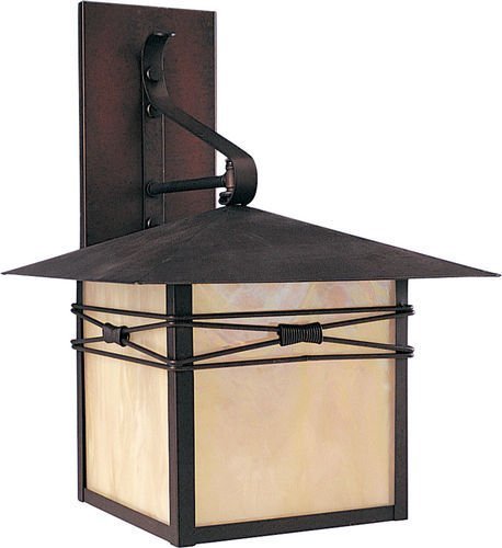 Maxim Lighting 11" 1-Light Outdoor Wall Lantern in Burnished with Iridescent Glass