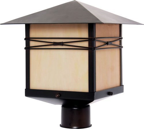Maxim Lighting 11" 1-Light Outdoor Pole/Post Lantern in Burnished with Iridescent Glass
