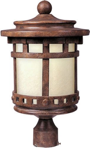Maxim Lighting 9" Energy Star 1-Light Outdoor Pole/Post Lantern in Sienna with Mocha Glass