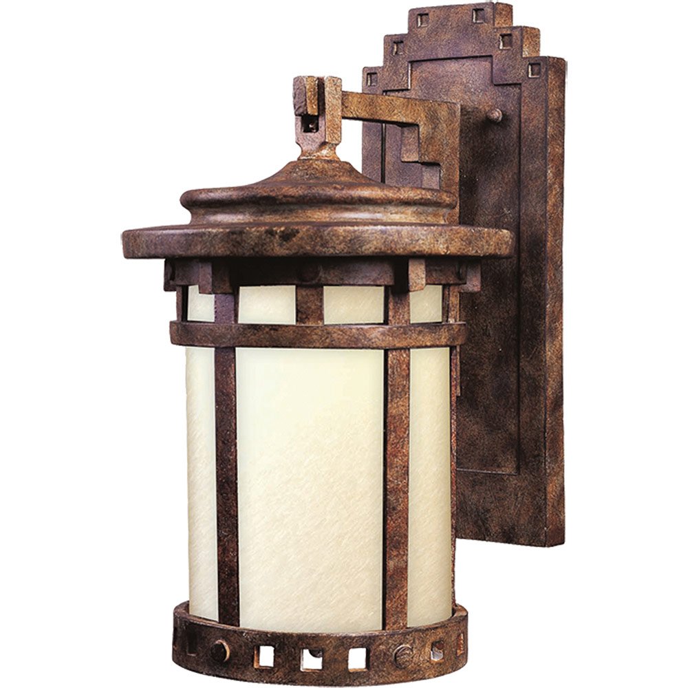 Maxim Lighting Energy Efficient Outdoor Wall Lantern in Sienna with Mocha Glass