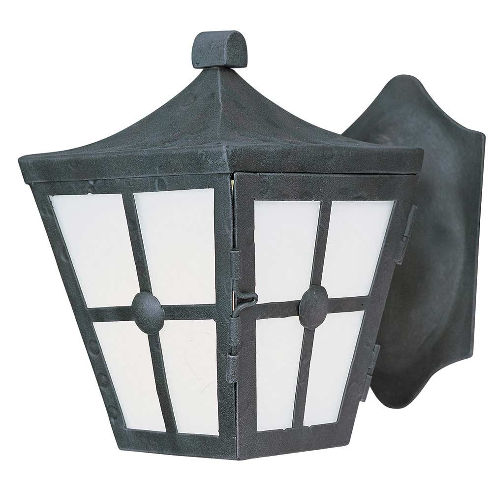 Maxim Lighting Energy Efficient Light Outdoor Wall Lantern in Country Forge with Frosted Glass