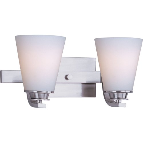 Maxim Lighting 13" 2-Light Bath Vanity in Satin Nickel with Satin White Glass