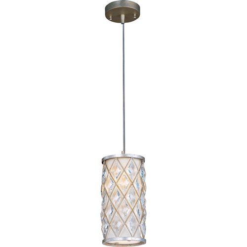 Maxim Lighting 6 1/2 1-Light Mini Pendant in Golden Silver with Diamond Shaped Crystals