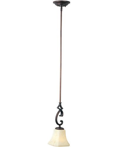 Maxim Lighting 6" 1-Light Mini Pendant in Rustic Burnished with Frost Lichen Glass