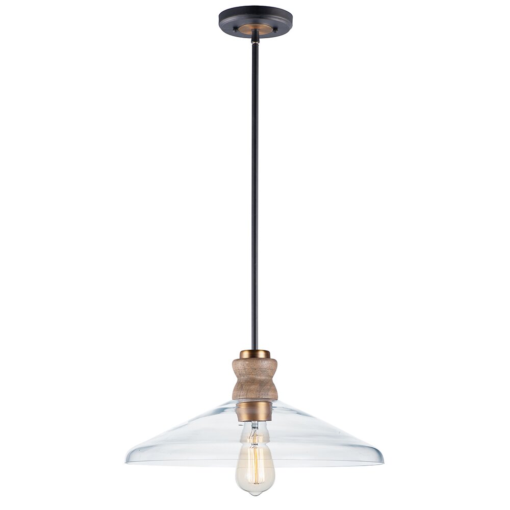 Maxim Lighting 1-Light Pendant in Weathered Oak with Antique Brass