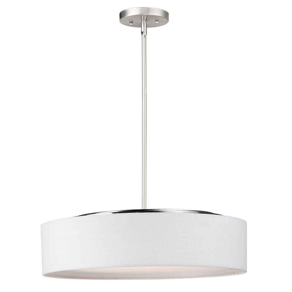 Maxim Lighting 20" Wide LED Pendant in Satin Nickel and White Linen