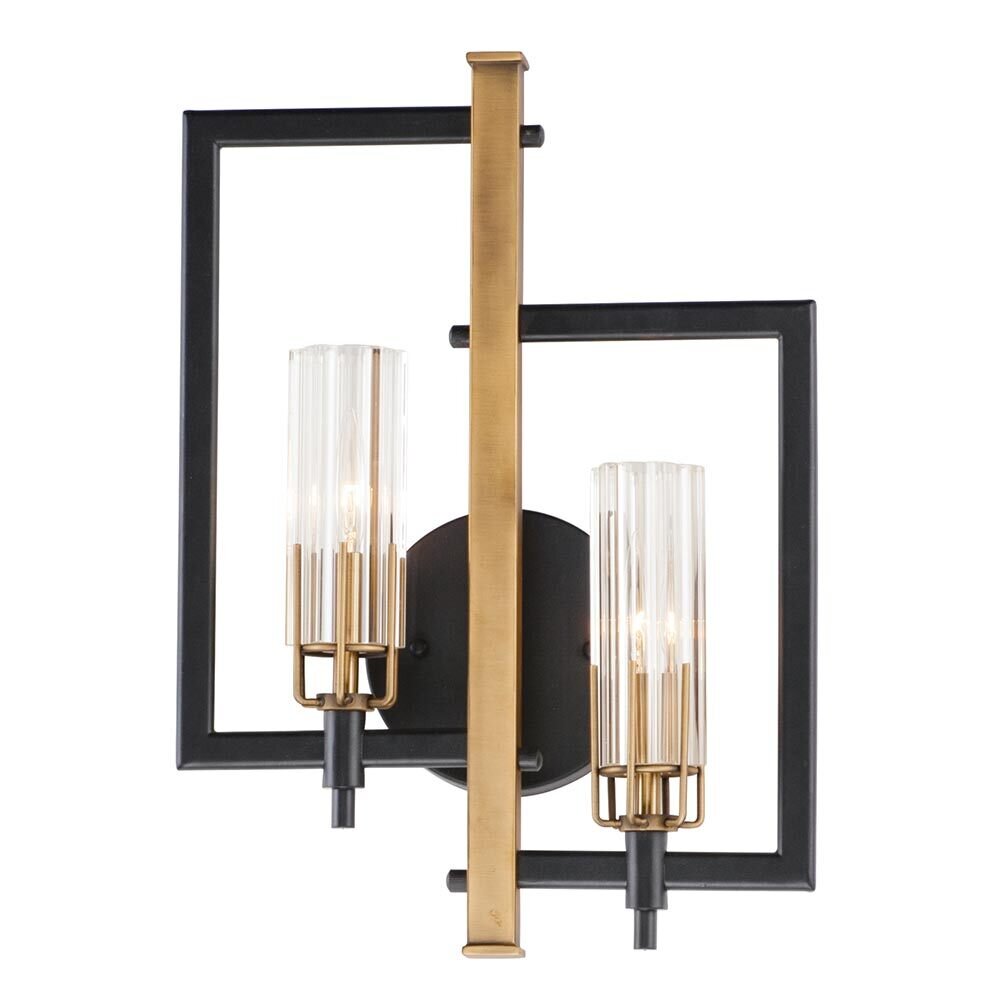 Maxim Lighting 2-Light Wall Sconce in Antique Brass and Satin Black