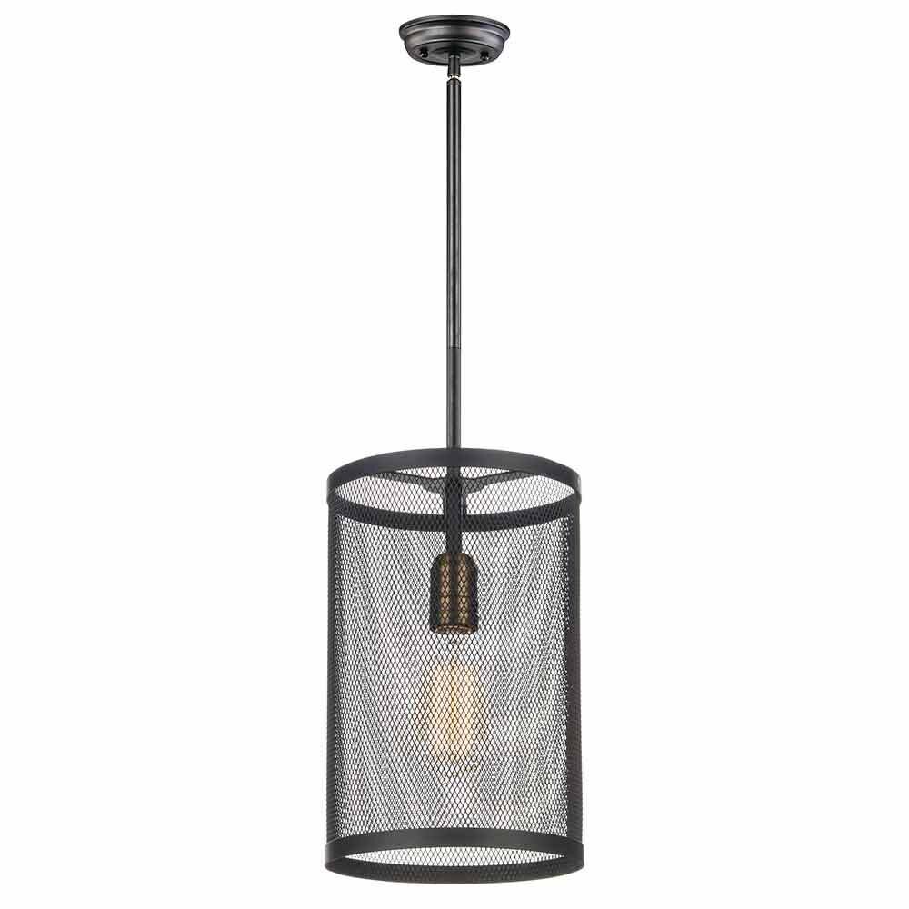 Maxim Lighting 1-Light Pendant with Bulbs in Black with Natural Aged Brass