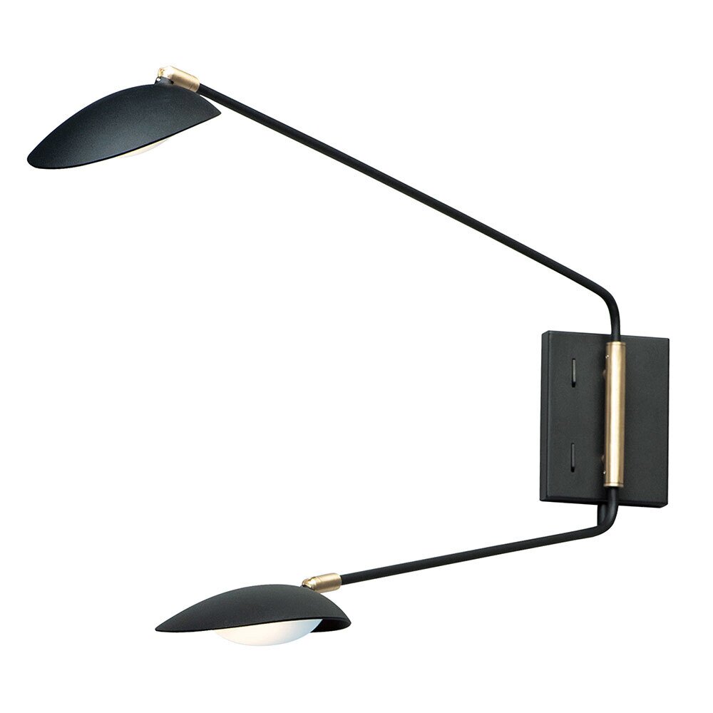 Maxim Lighting 2-Light LED Pin-Up Wall Sconce in Satin Brass & Black