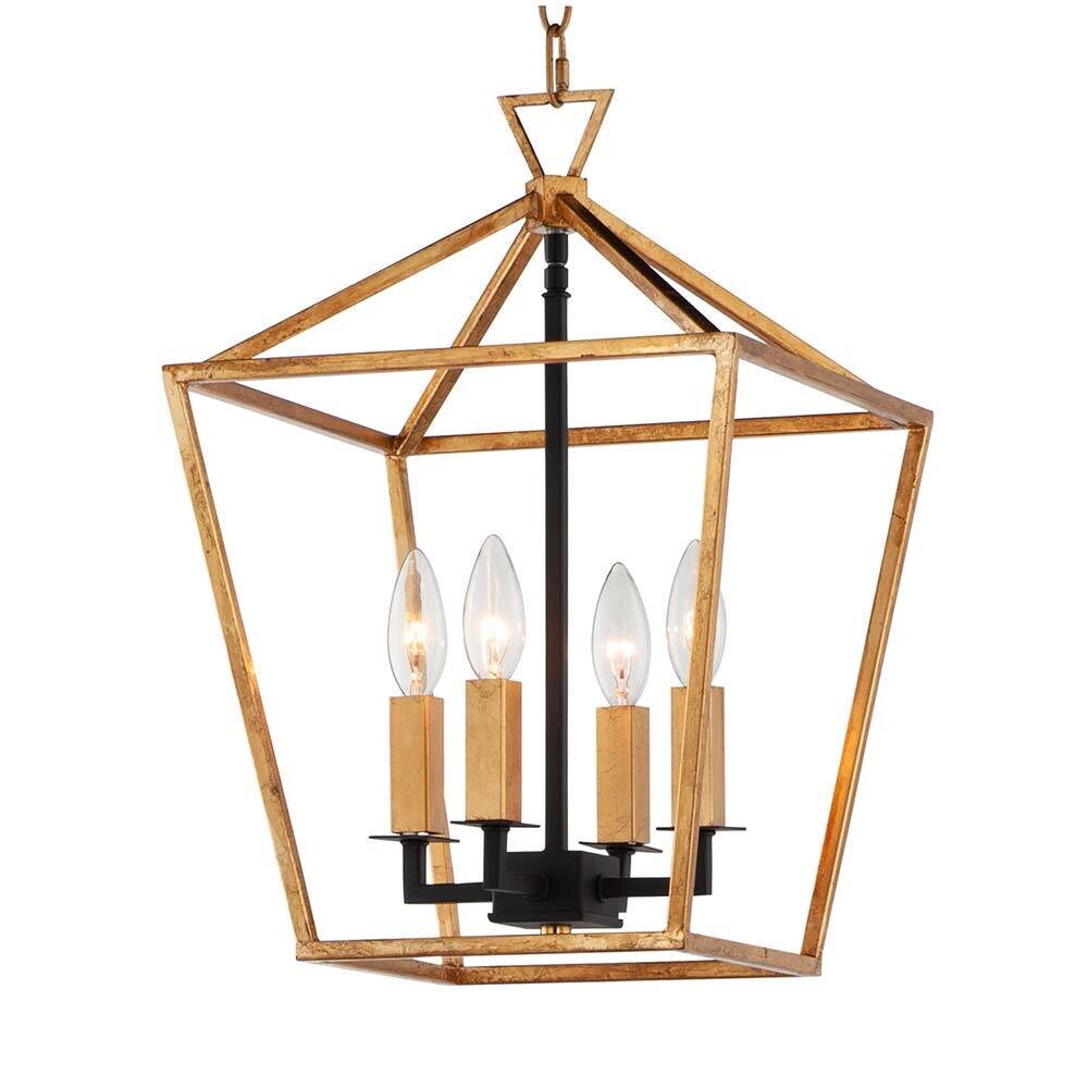 Maxim Lighting 4-Light Small Chandelier in Gold Leaf with Textured Black