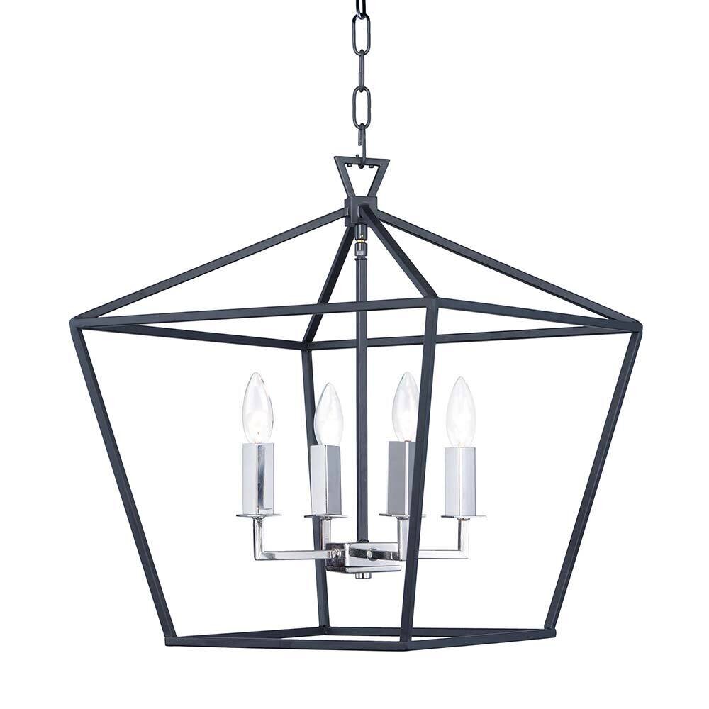 Maxim Lighting 4-Light Chandelier in Textured Black with Polished Nickel