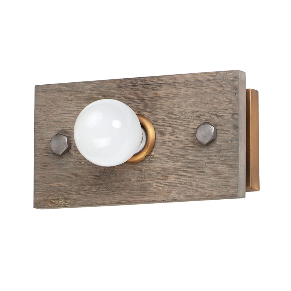 Maxim Lighting 1-Light Wall Sconce in Weathered Wood with Antique Brass