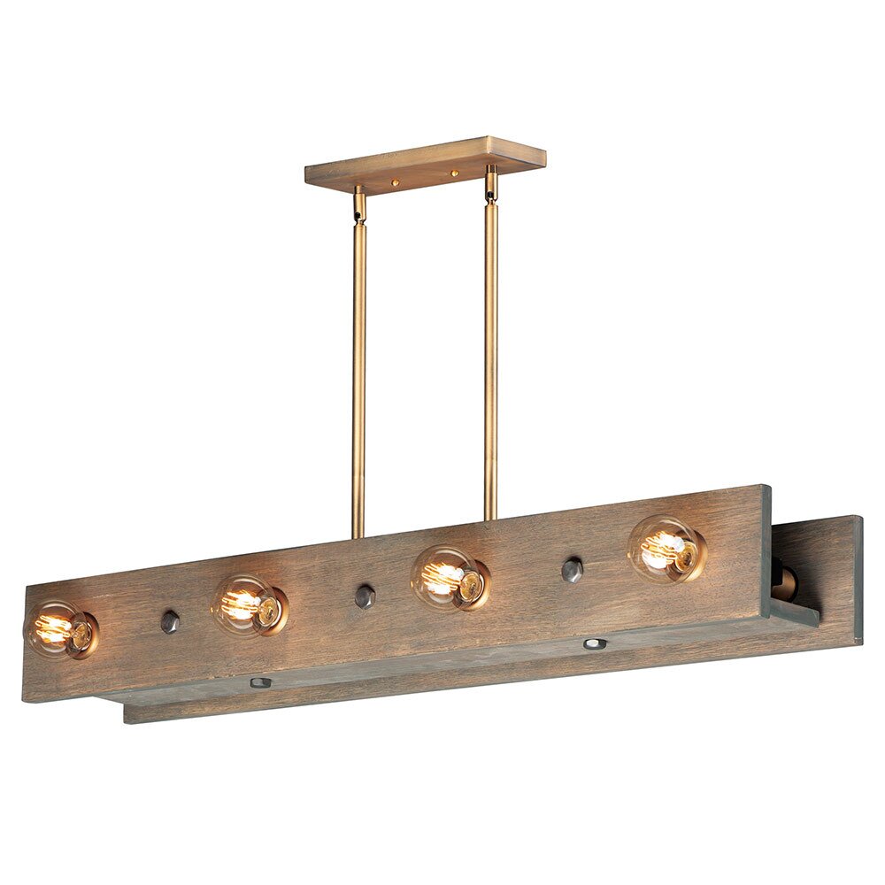 Maxim Lighting 8-Light Pendant in Weathered Wood with Antique Brass