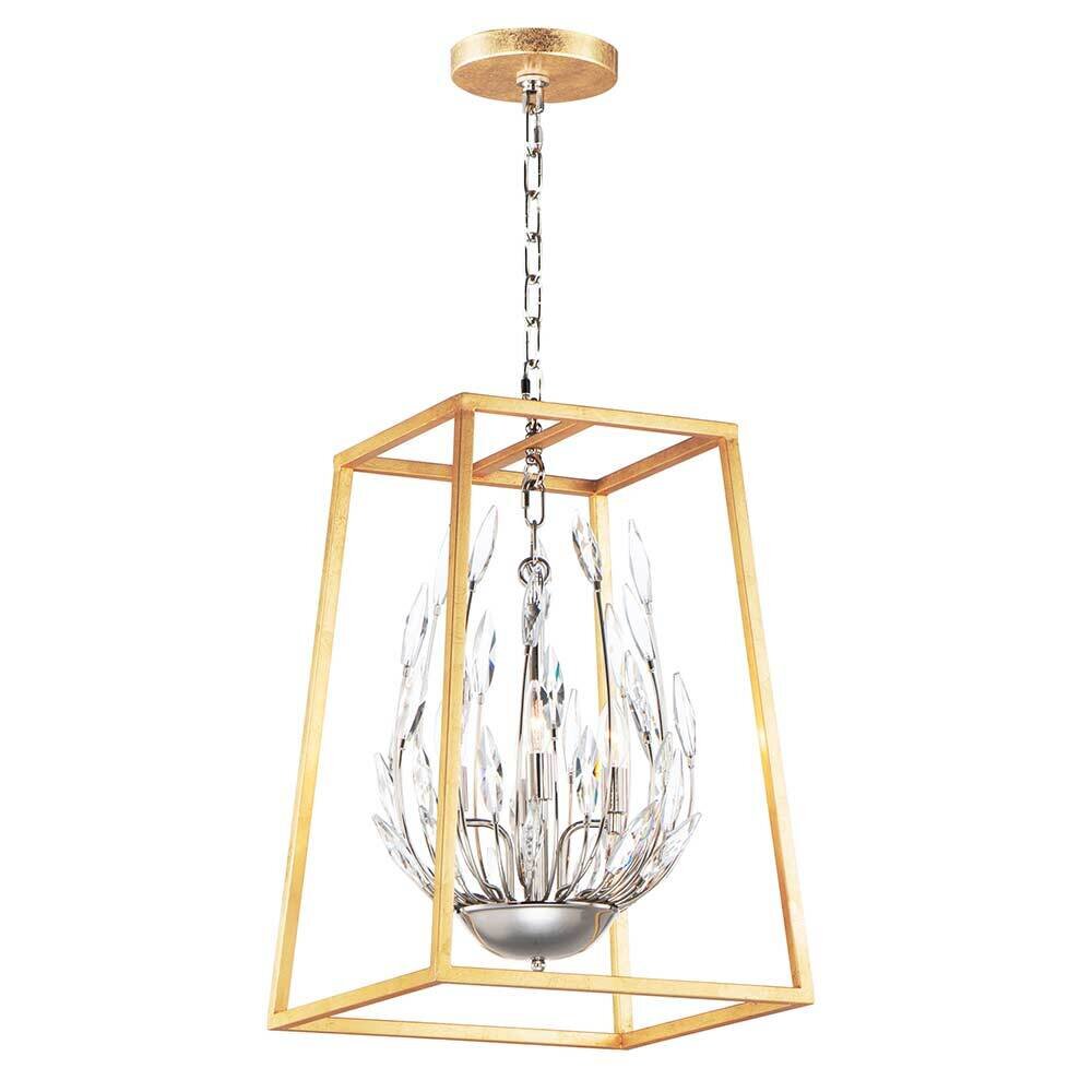 Maxim Lighting 4-Light Pendant in Polished Nickel with Gold Leaf