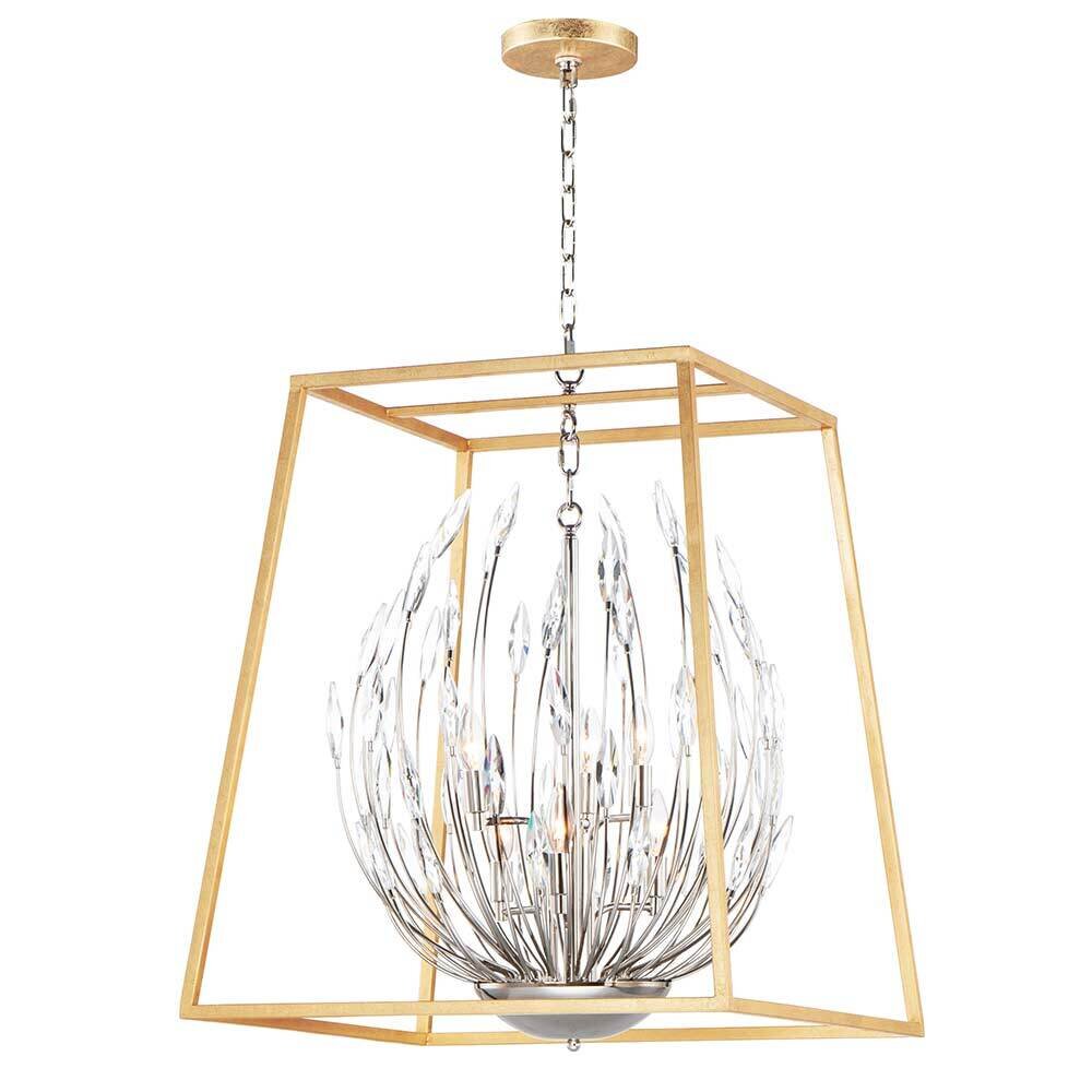 Maxim Lighting 6-Light Pendant in Polished Nickel with Gold Leaf