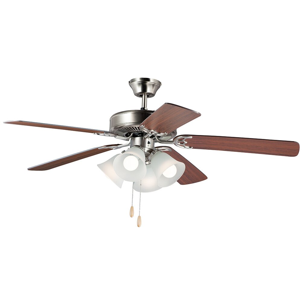 Maxim Lighting 52" LED 4-Light Ceiling Fan in Satin Nickel with Walnut with Pecan