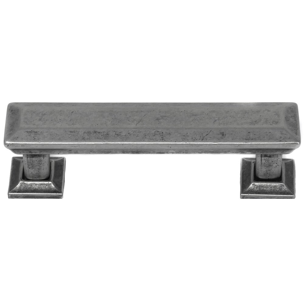 MNG Hardware 3" Centers Pull with Back Plate in Distressed Pewter