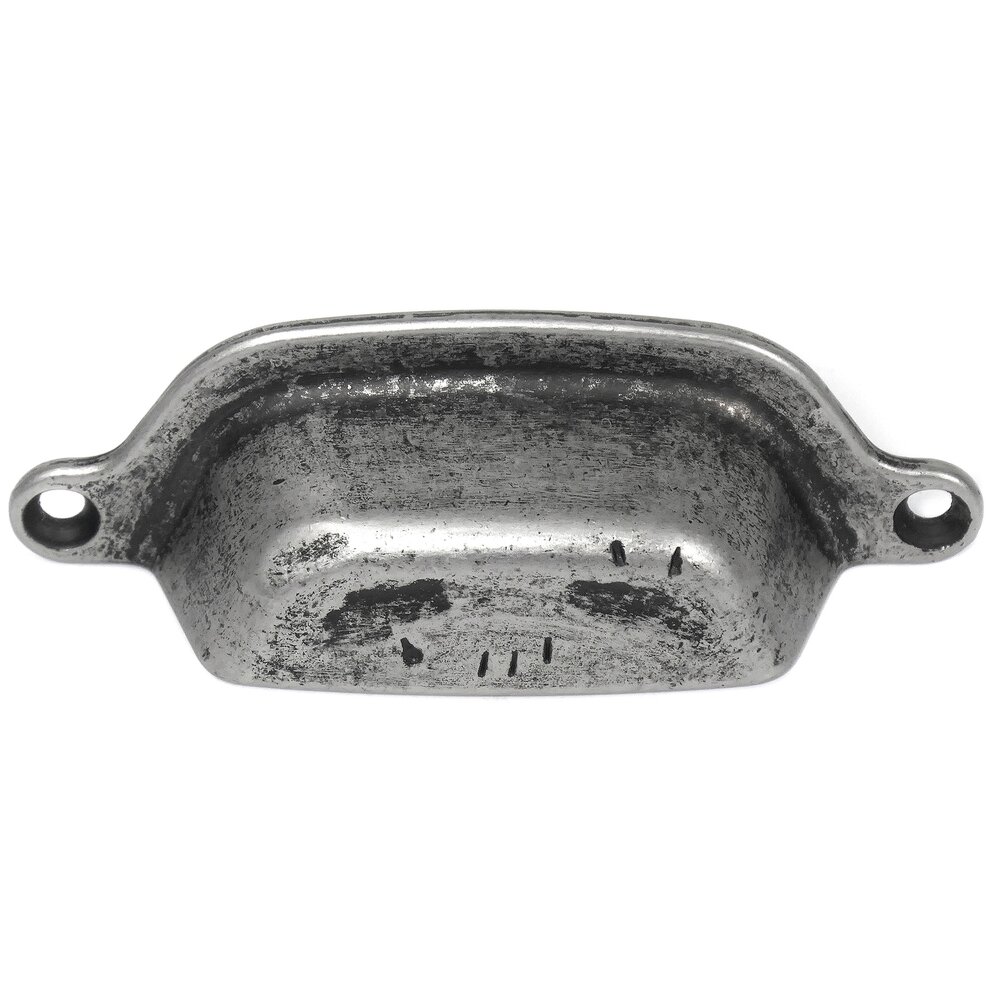 MNG Hardware 3" Centers Front Mount Cup Pull in Distressed Pewter