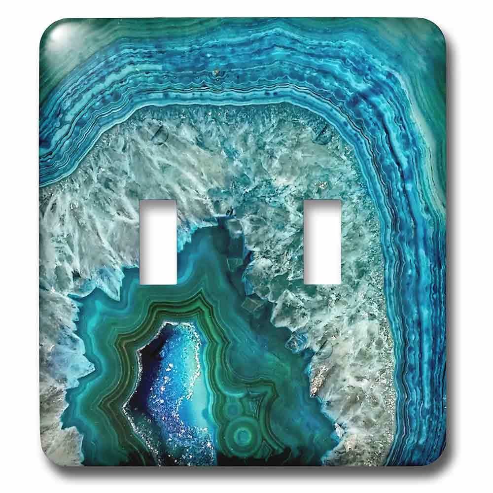 Jazzy Wallplates Double Toggle Wallplate With Image Of Luxury Aqua Blue Marble Agate Gem Mineral Stone