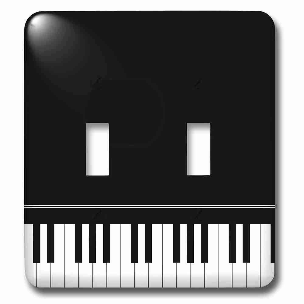 Jazzy Wallplates Double Toggle Wallplate With Black Piano Edge Baby Grand Keyboard Music Design For Pianist Musical Player And Musician Gifts