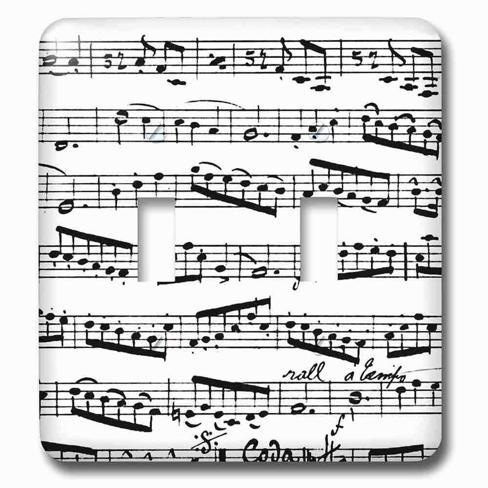Jazzy Wallplates Double Toggle Wallplate With Music Notes Pattern Black And White Piano Sheet Musical Notation