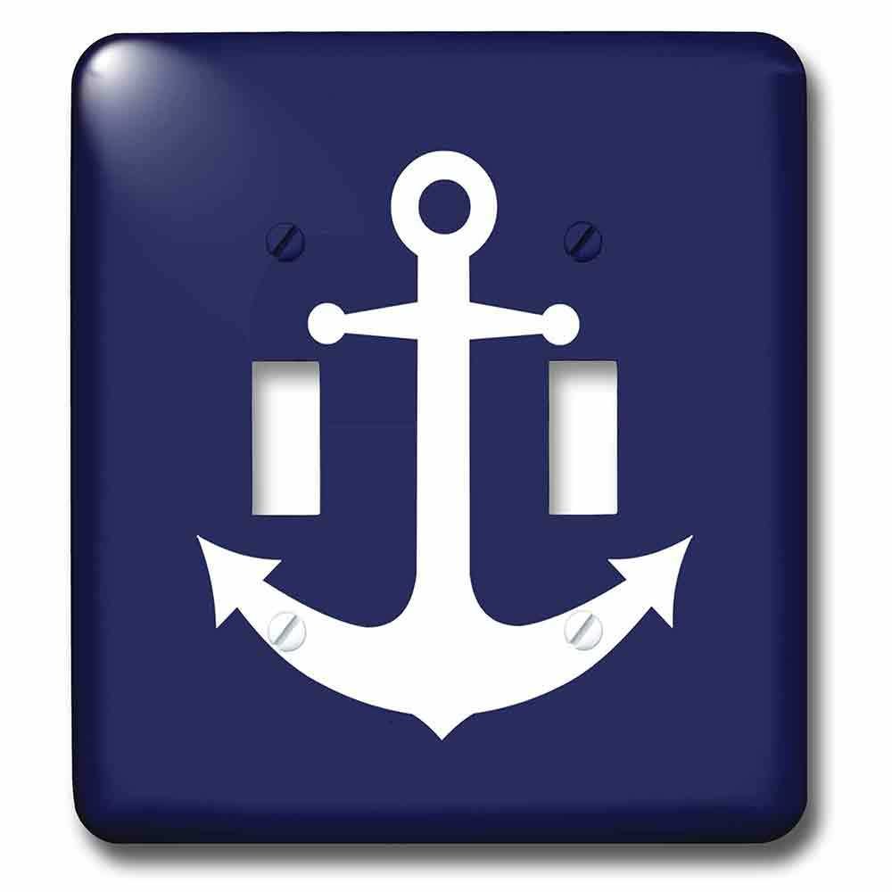 Jazzy Wallplates Double Toggle Switch Plate With Navy Blue And White Nautical Anchor Design
