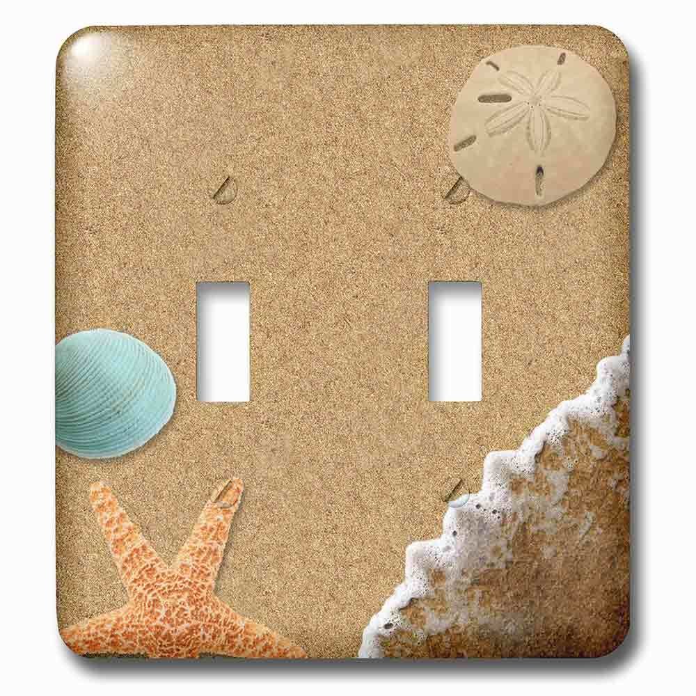 Jazzy Wallplates Double Toggle Switch Plate With Sandy Beach With Shells