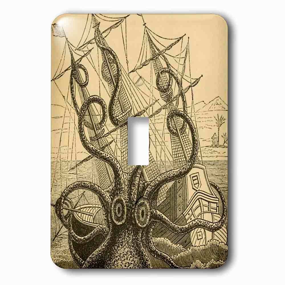 Jazzy Wallplates Single Toggle Wallplate With Gigantic Colossal Octopus Sea Monster Kraken. Pierre Denys De Montfort