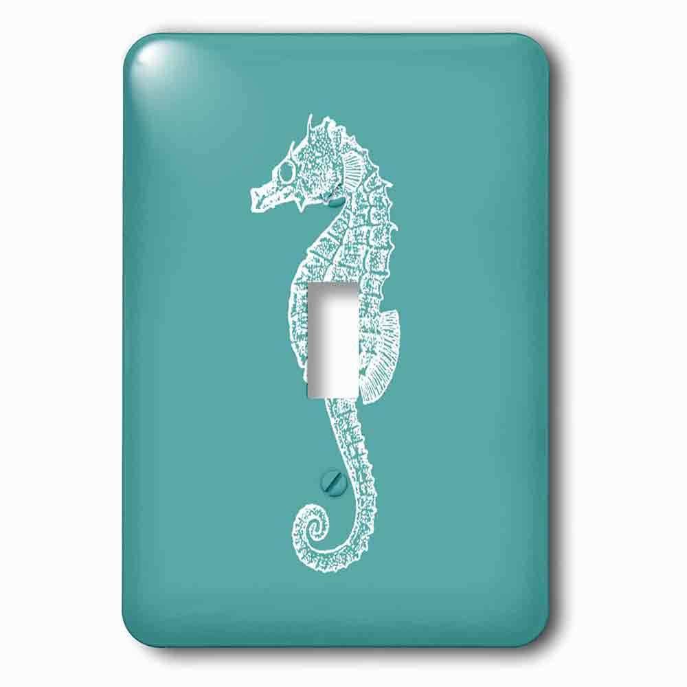 Jazzy Wallplates Single Toggle Wallplate With Teal Blue Seahorse Print Sea Horse Ocean Marine Beach Aquarium Aquatic