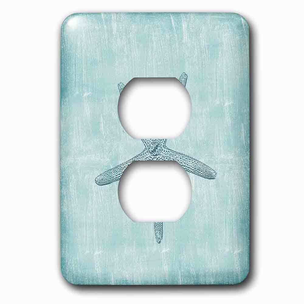Jazzy Wallplates Single Duplex Outlet With Aqua Starfish Abstract Beach Theme