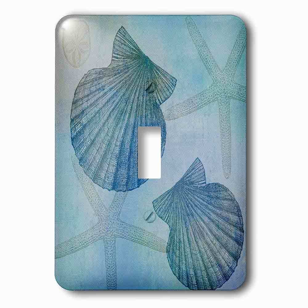 Jazzy Wallplates Single Toggle Wallplate With Aqua Shells And Starfish Beach Themed Art