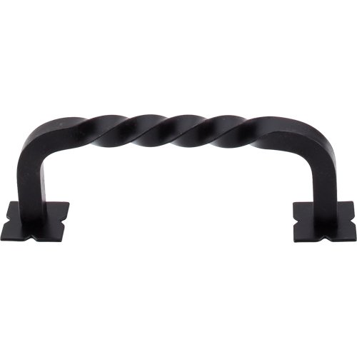 Top Knobs Twist 3 3/4" Centers with Backplates Bar Pull in Patine Black
