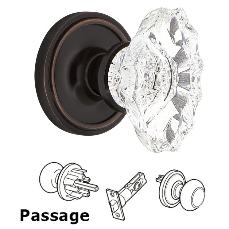 Nostalgic Warehouse Complete Passage Set - Classic Rosette with Chateau Door Knob in Timeless Bronze