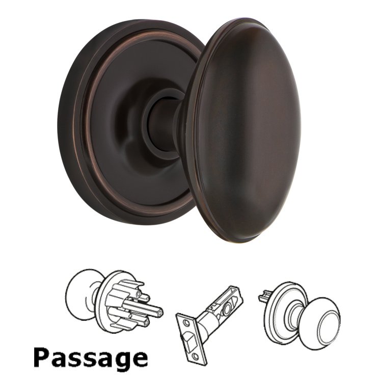 Nostalgic Warehouse Complete Passage Set - Classic Rosette with Homestead Door Knob in Timeless Bronze