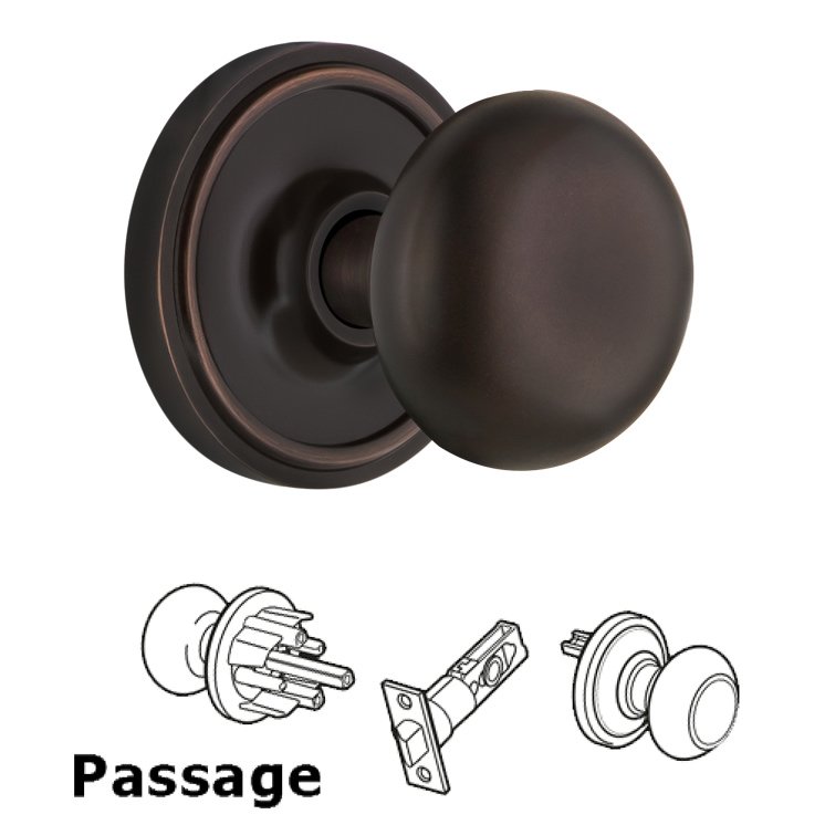 Nostalgic Warehouse Complete Passage Set - Classic Rosette with New York Door Knobs in Timeless Bronze