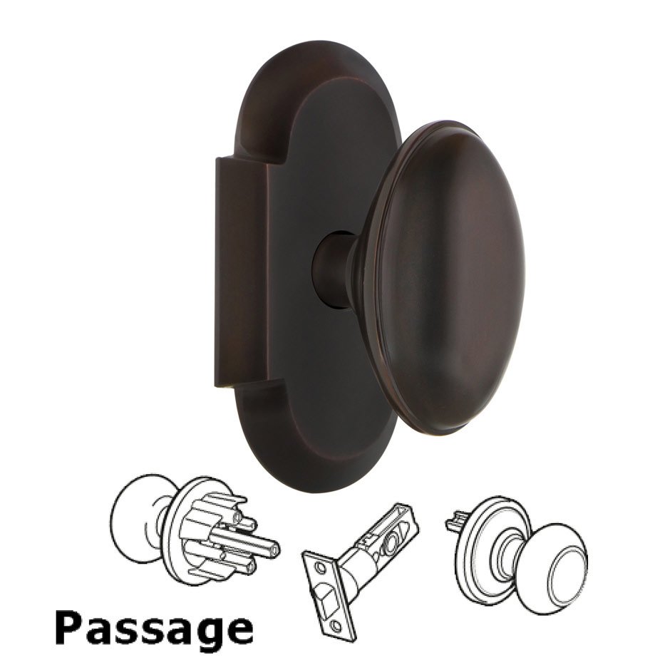 Nostalgic Warehouse Complete Passage Set - Cottage Plate with Homestead Door Knob in Timeless Bronze