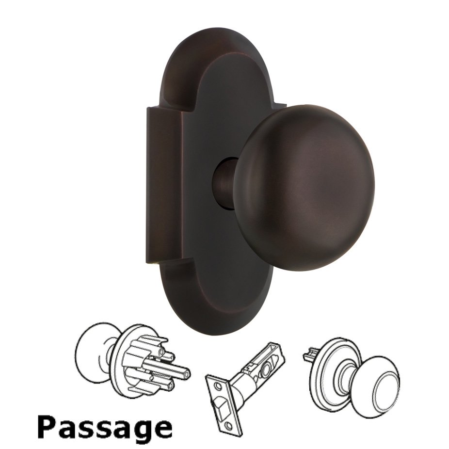 Nostalgic Warehouse Complete Passage Set - Cottage Plate with New York Door Knobs in Timeless Bronze