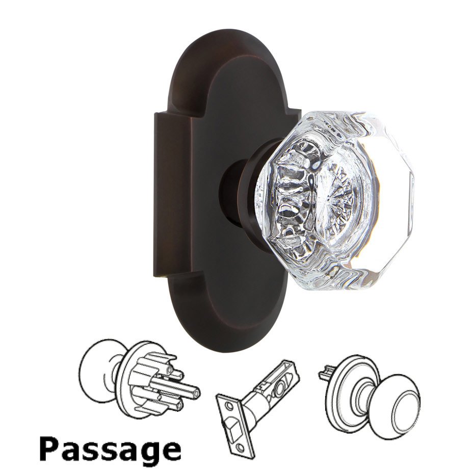 Nostalgic Warehouse Complete Passage Set - Cottage Plate with Waldorf Door Knob in Timeless Bronze