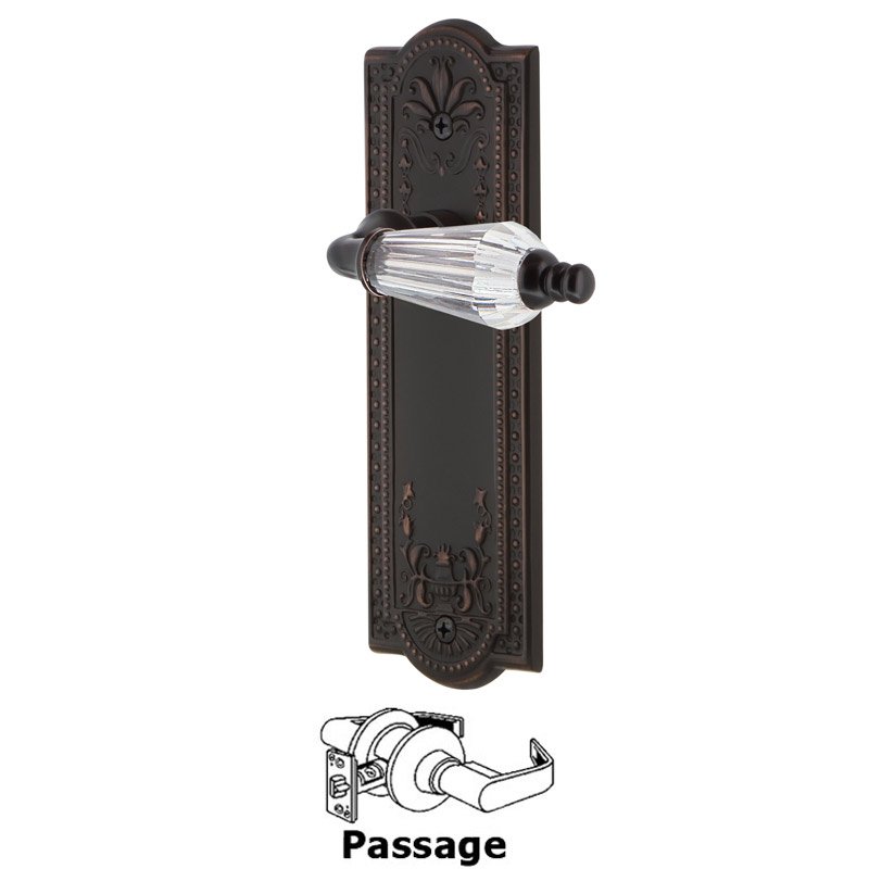 Nostalgic Warehouse Complete Passage Set - Meadows Plate with Parlor Lever in Timeless Bronze