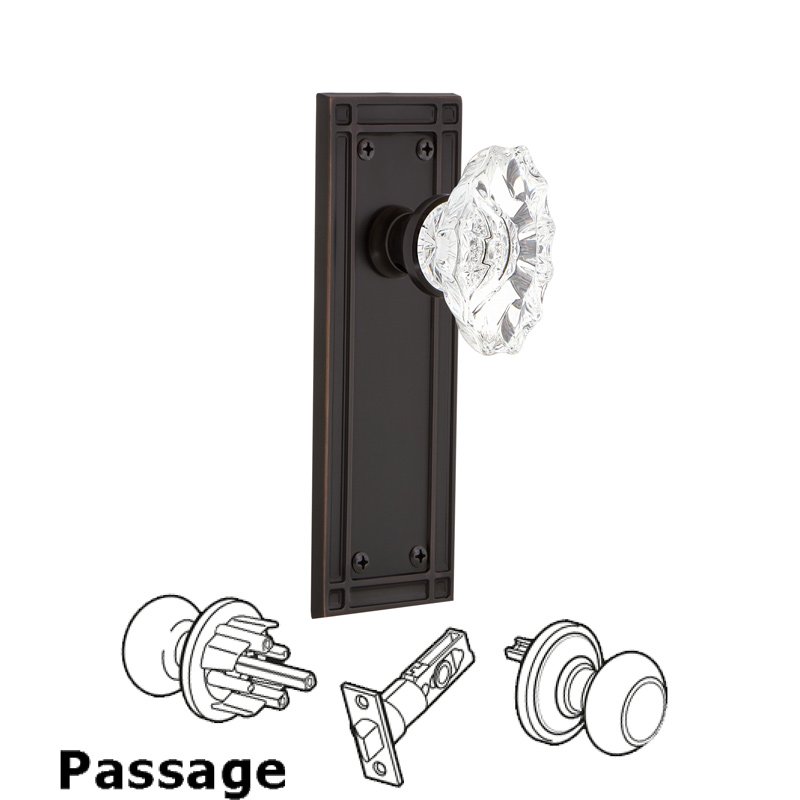 Nostalgic Warehouse Complete Passage Set - Mission Plate with Chateau Door Knob in Timeless Bronze