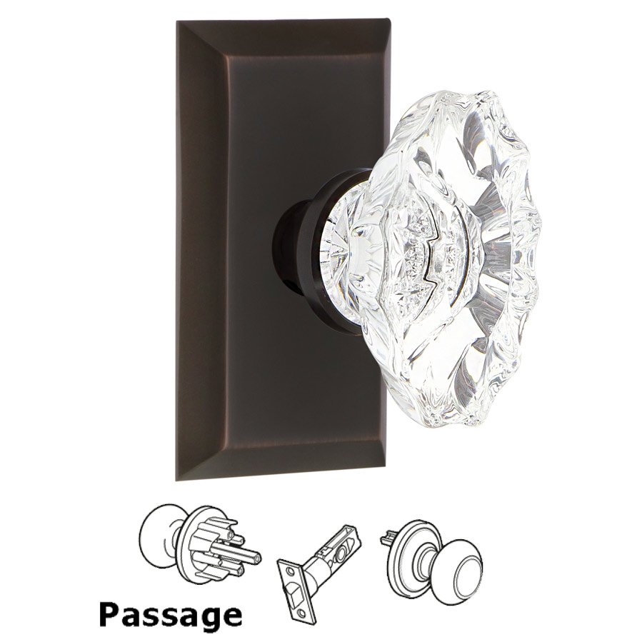 Nostalgic Warehouse Complete Passage Set - Studio Plate with Chateau Door Knob in Timeless Bronze