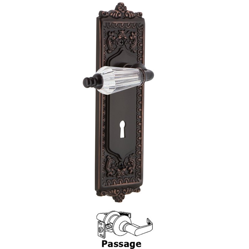 Nostalgic Warehouse Complete Passage Set with Keyhole - Egg & Dart Plate with Parlor Lever in Timeless Bronze