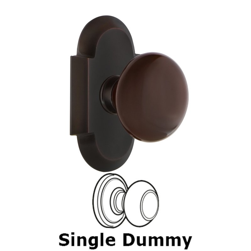 Nostalgic Warehouse Single Dummy - Cottage Plate with Brown Porcelain Door Knob in Timeless Bronze